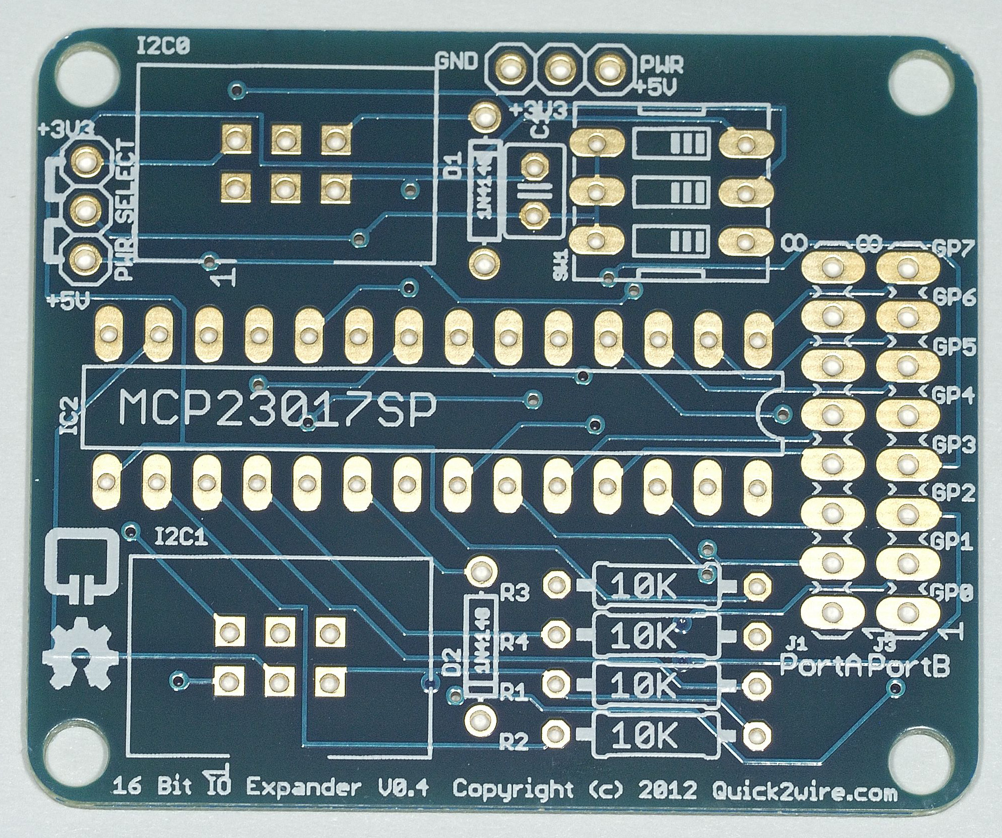 Quick2wire port expander pcb front view