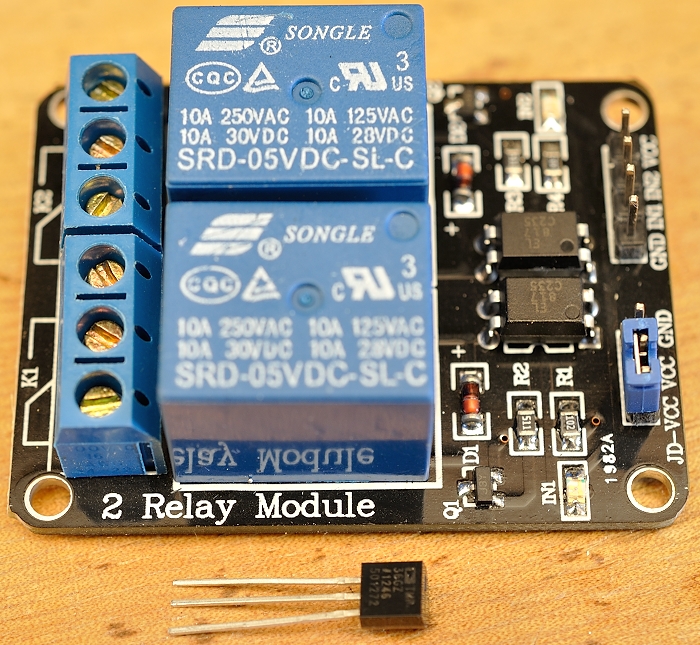 Relay board and TMP-36 sensor