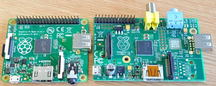 Raspberry Pi Model A+ with Older (larger) Model A