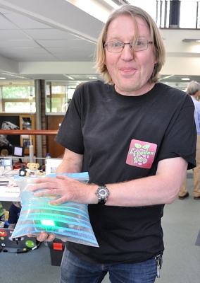 Jarle demonstrating the Astro Pi SenseHat
