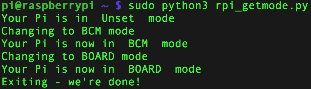 Output from the getmode() script