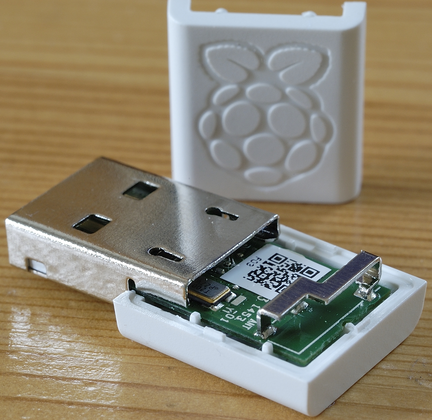Inside the RPi WiFi dongle, showing antenna