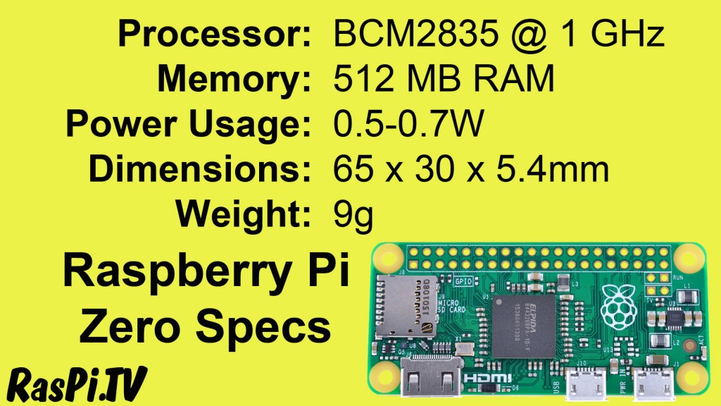 Raspberry Pi Zero specifications