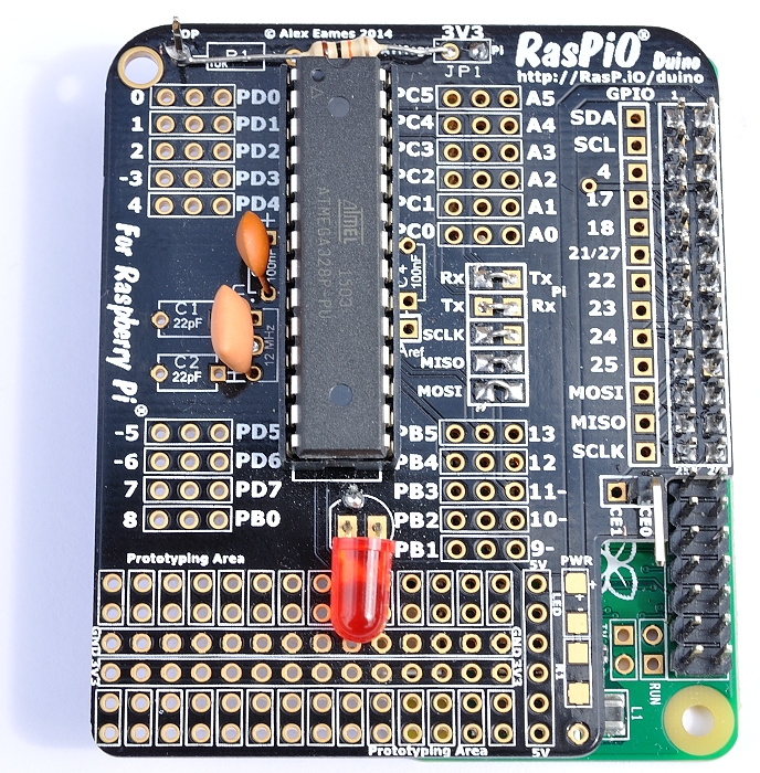 RasPiO Duino soldered to Pi Zero can read up to 6 TMP36