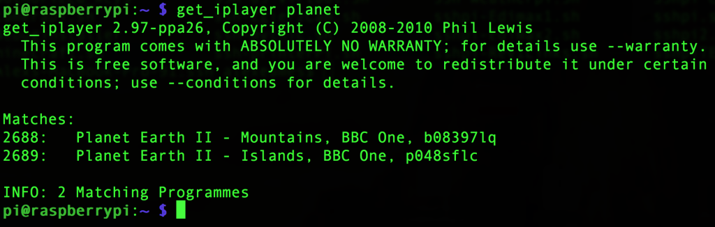 output from get_iplayer planet