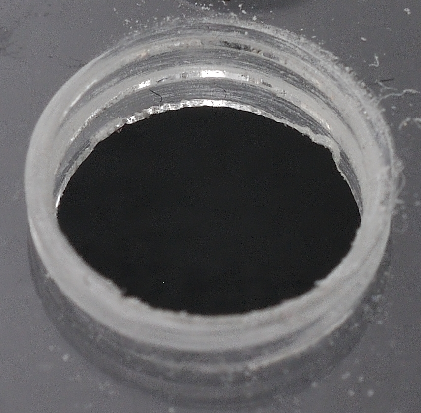 Close-up of M8 thread in Perspex